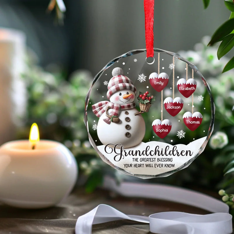 Personalized Glass Ornament – Christmas Gift For Grandma, Family – The Greatest Blessing Your Heart