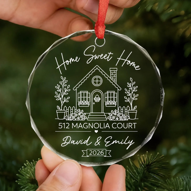 Custom New Home First Home Glass Ornament - Personalized Anniversary Wedding Gifts For Husband And Wife, Him And Her - Together Is My Favorite Place