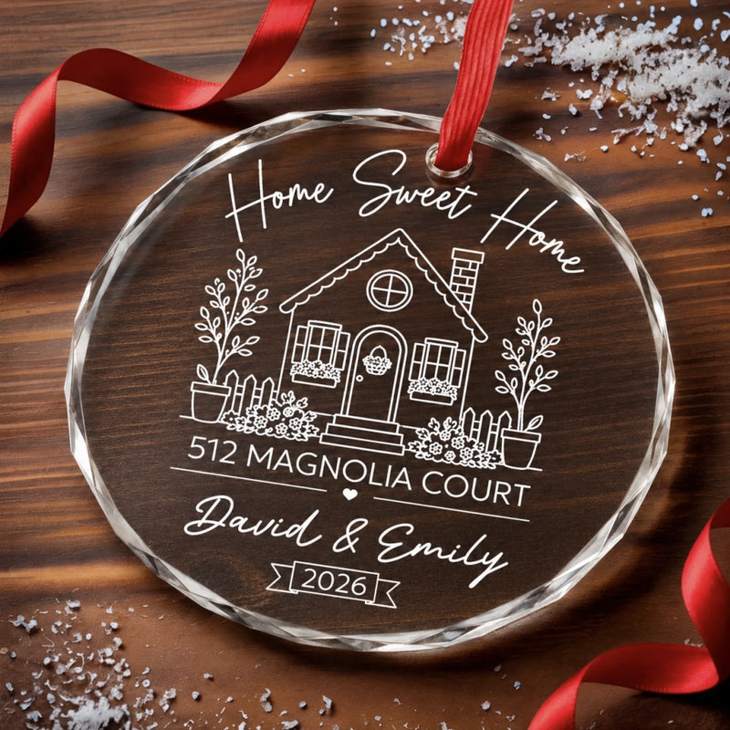 Custom New Home First Home Glass Ornament - Personalized Anniversary Wedding Gifts For Husband And Wife, Him And Her - Together Is My Favorite Place