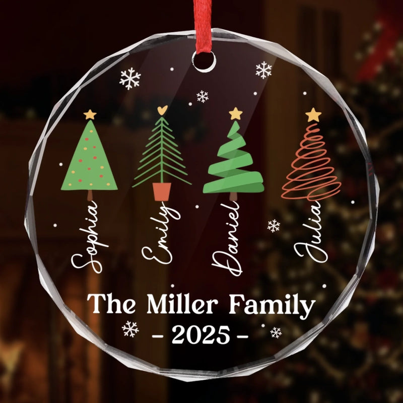 Personalized Glass Ornament – Christmas Gift For Family – Joy Around Our Tree