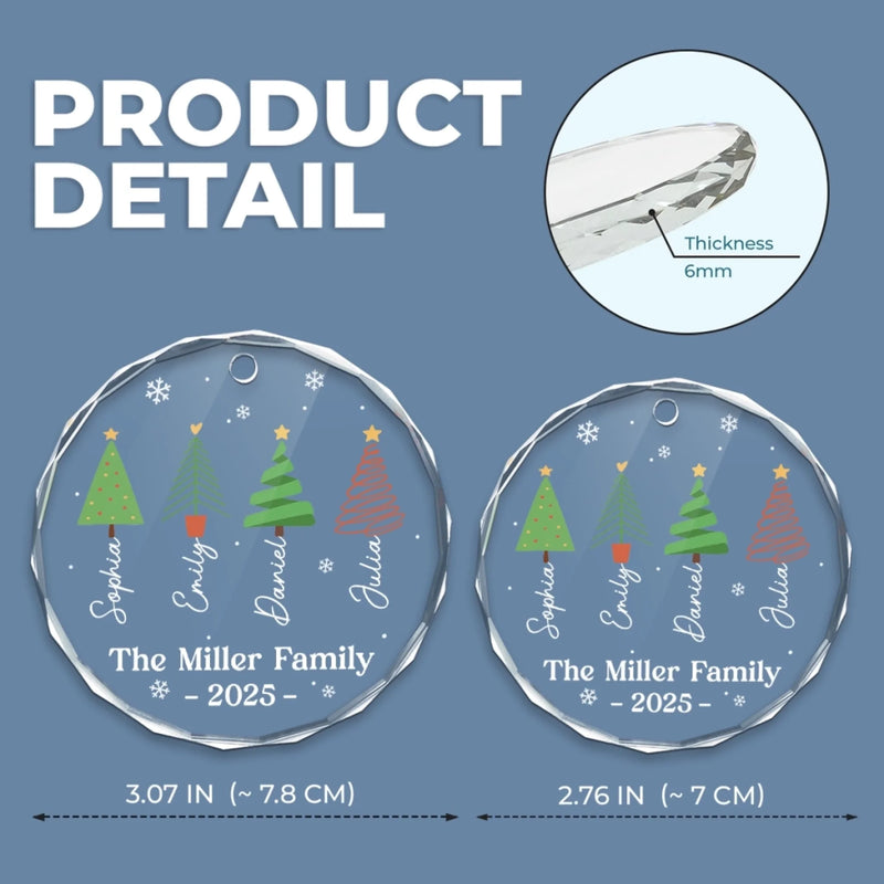 Personalized Glass Ornament – Christmas Gift For Family – Joy Around Our Tree