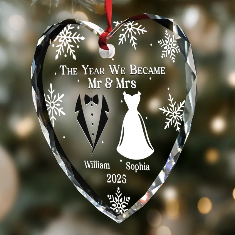 Personalized Glass Ornament – Christmas, Anniversary Gift For Couple – Started With A Yes, Now It’s Us