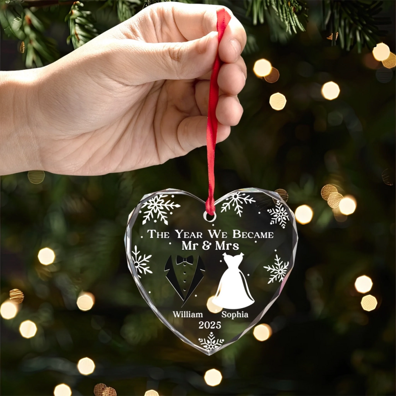 Personalized Glass Ornament – Christmas, Anniversary Gift For Couple – Started With A Yes, Now It’s Us