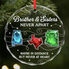 Personalized Glass Ornament – Christmas Gift For Brother, Sister – Miles Apart Hearts Aligned