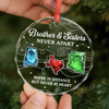 Personalized Glass Ornament – Christmas Gift For Brother, Sister – Miles Apart Hearts Aligned