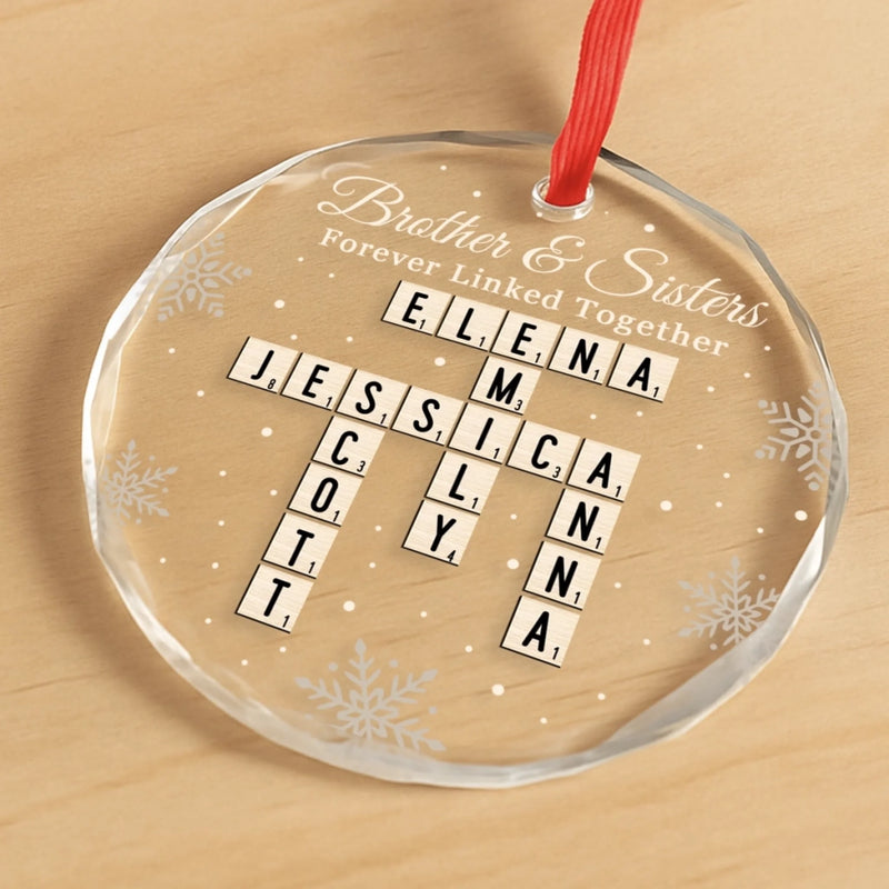 Personalized Glass Ornament – Christmas Gift For Brother, Sister – Forever Linked, Always Aligned