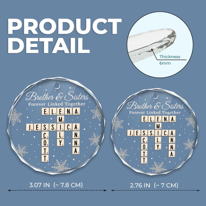 Personalized Glass Ornament – Christmas Gift For Brother, Sister – Forever Linked, Always Aligned