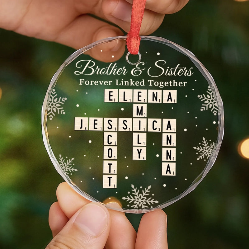 Personalized Glass Ornament – Christmas Gift For Brother, Sister – Forever Linked, Always Aligned