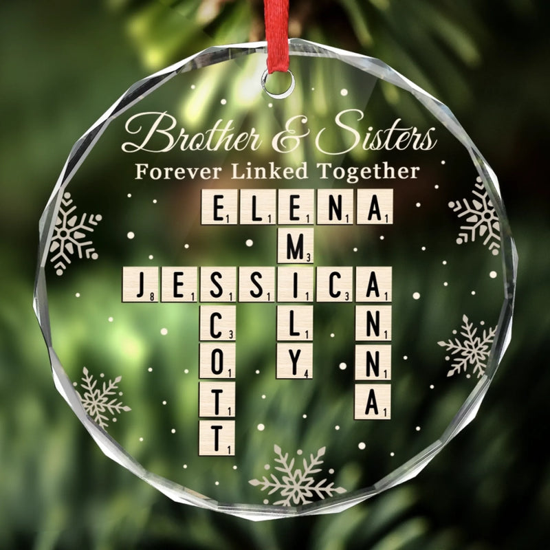 Personalized Glass Ornament – Christmas Gift For Brother, Sister – Forever Linked, Always Aligned