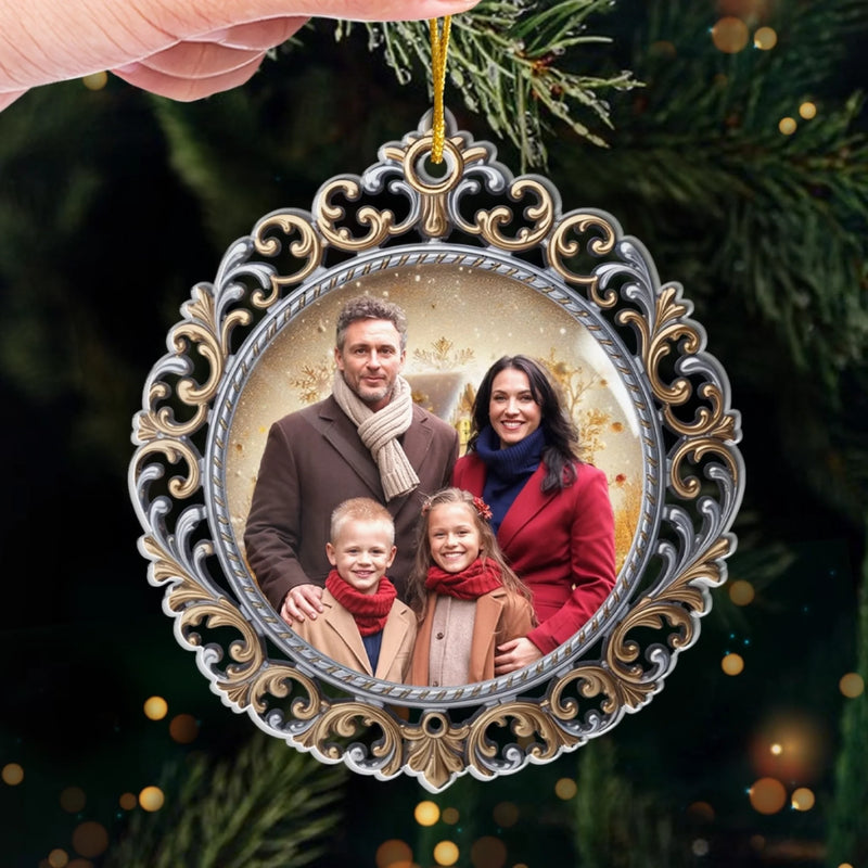 Personalized Photo Acrylic Ornament – Christmas Gift For Family – Where Love Begins And Never Ends