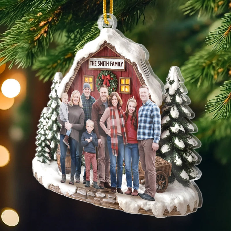Personalized Photo Acrylic Ornament – Christmas Gift For Family – Love Warms Every Christmas Night