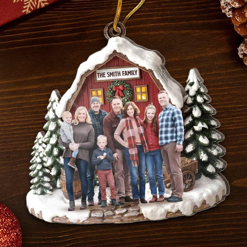 Personalized Photo Acrylic Ornament – Christmas Gift For Family – Love Warms Every Christmas Night