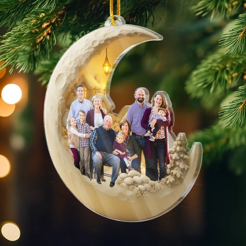 Personalized Photo Acrylic Ornament – Christmas Gift For Family – Love You To The Moon