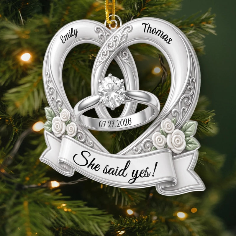 Personalized Acrylic Ornament – Christmas, Anniversary Gift For Couple – Our Forever Begins