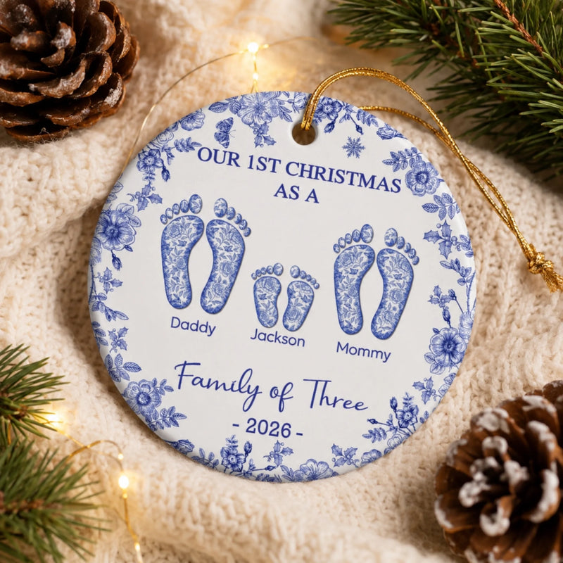 Personalized Ceramic Ornament - Christmas Gift For Family, Mom, Dad - Love Wrapped In Christmas Joy