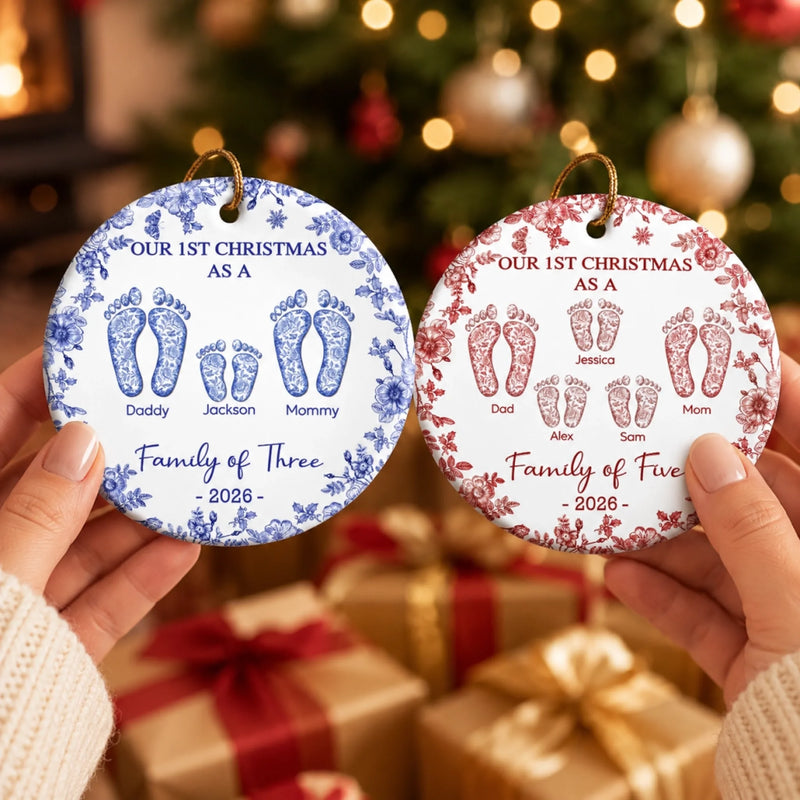 Personalized Ceramic Ornament - Christmas Gift For Family, Mom, Dad - Love Wrapped In Christmas Joy