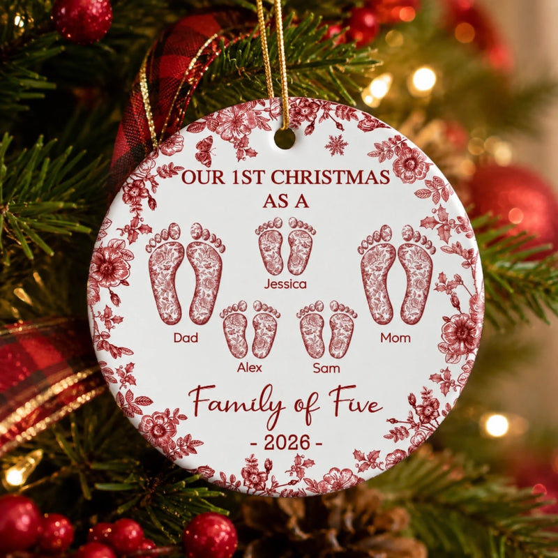 Personalized Ceramic Ornament - Christmas Gift For Family, Mom, Dad - Love Wrapped In Christmas Joy