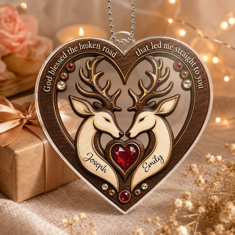Personalized Acrylic Car Ornament – Anniversary Gift For Couple - Every Road Led to You
