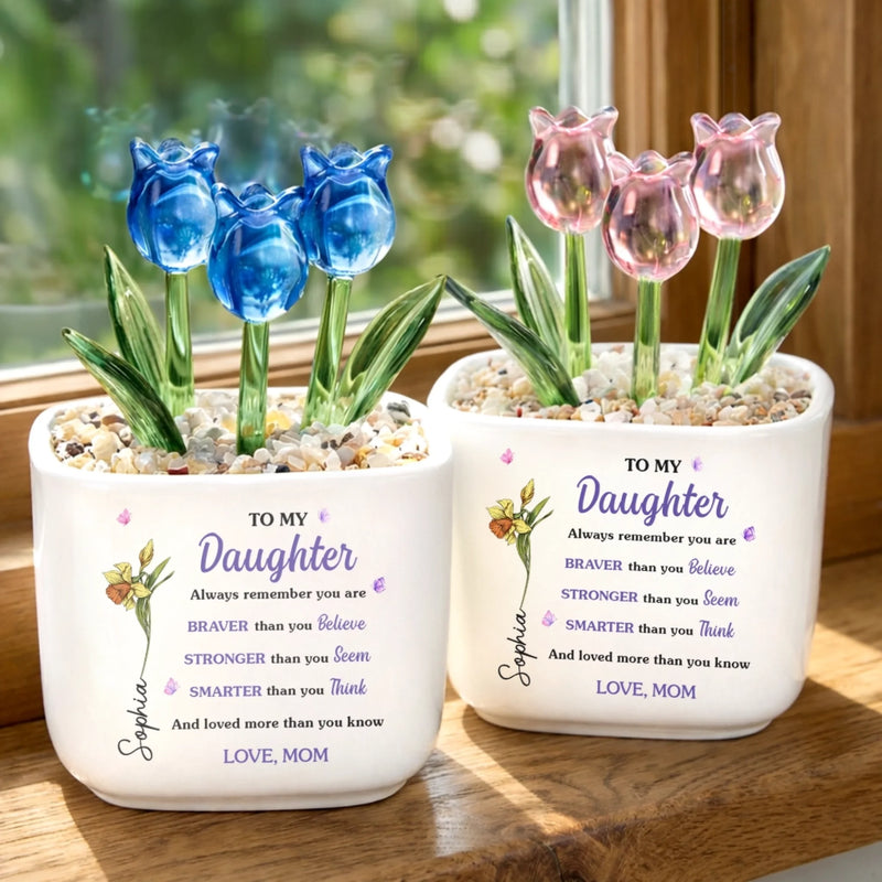 Personalized Glass Everlasting Tulips – Gift For Daughter - You Are Loved Beyond Words