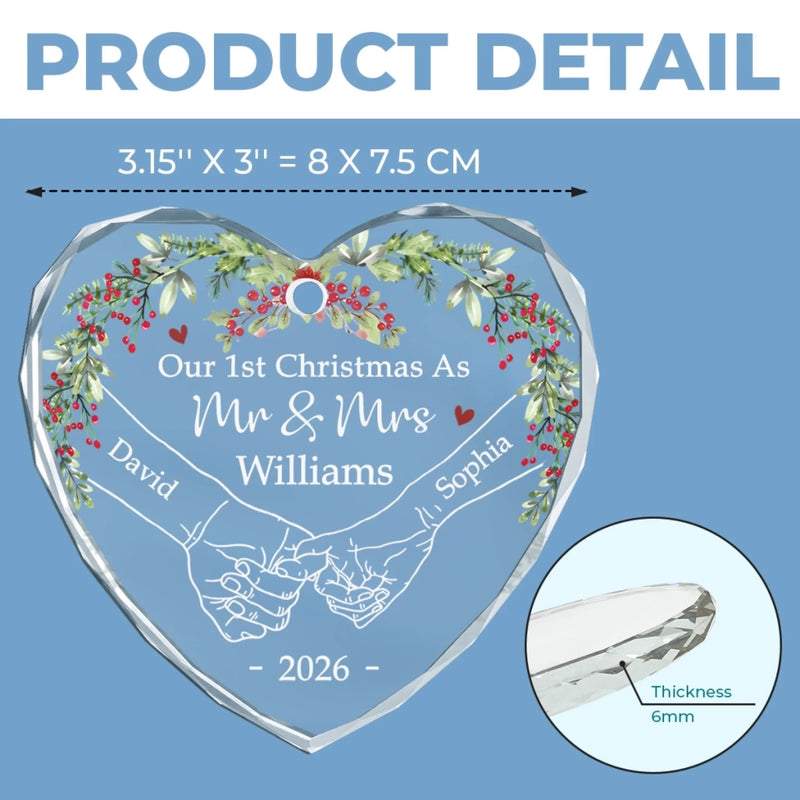 Personalized Glass Ornament – Christmas, Anniversary Gift For Couple, Newlyweds – The First Of Many