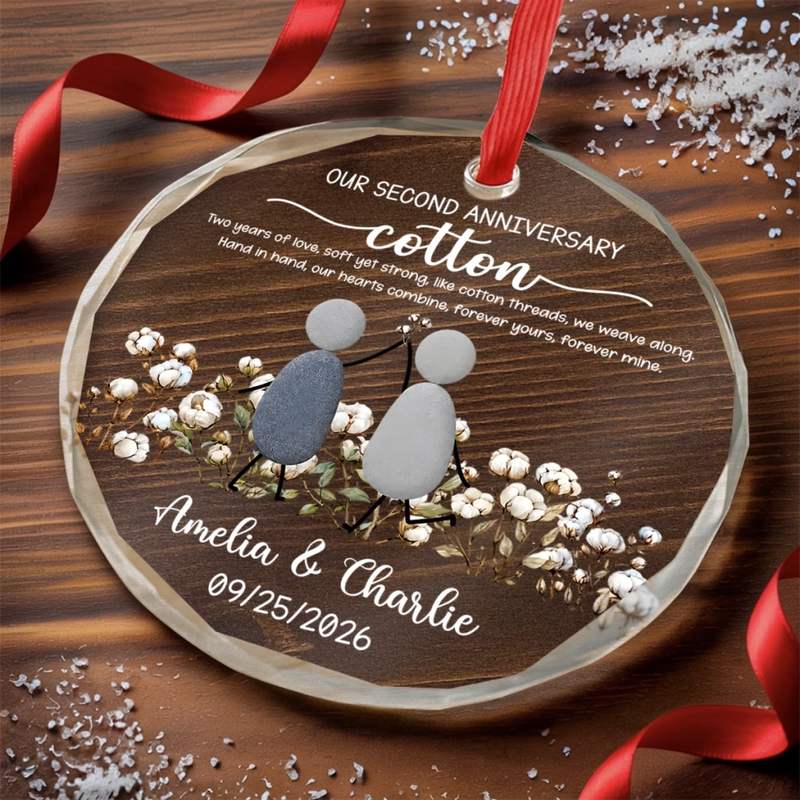 Personalized Glass Ornament – Christmas, Anniversary Gift For Couple – Forever Yours, Forever Mine