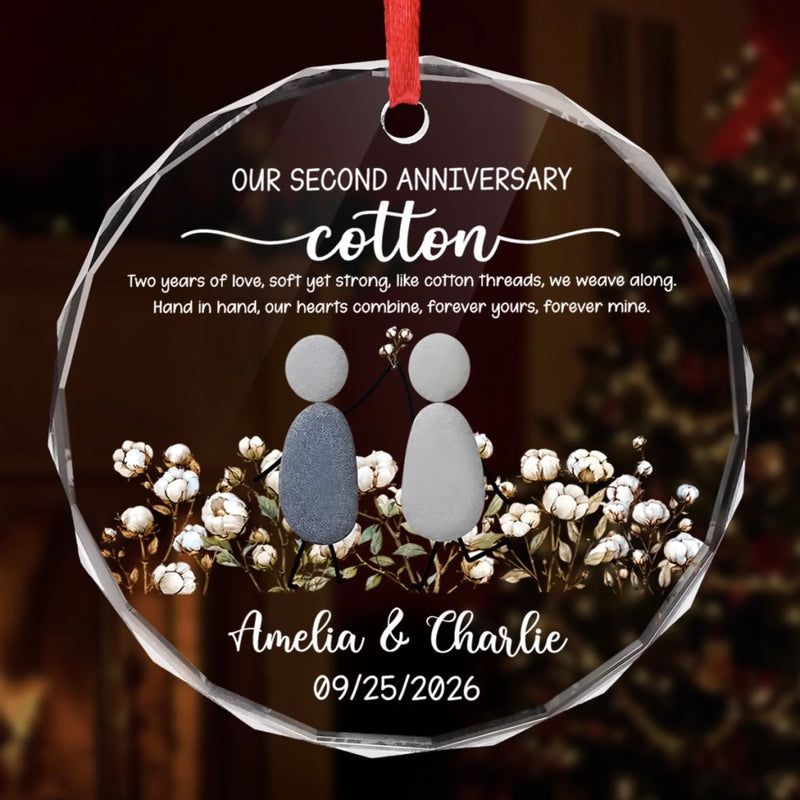 Personalized Glass Ornament – Christmas, Anniversary Gift For Couple – Forever Yours, Forever Mine