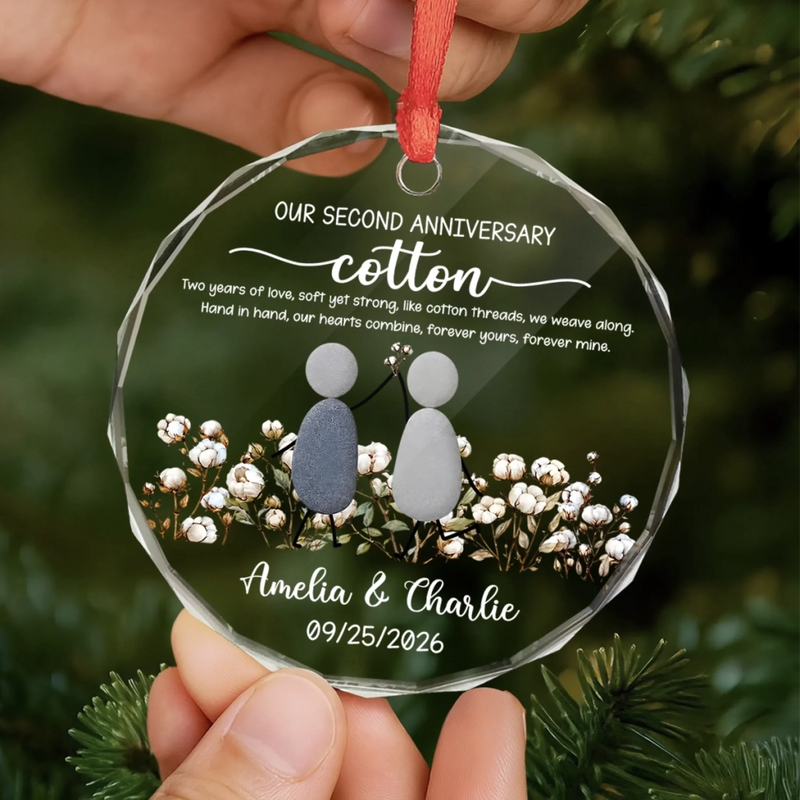 Personalized Glass Ornament – Christmas, Anniversary Gift For Couple – Forever Yours, Forever Mine