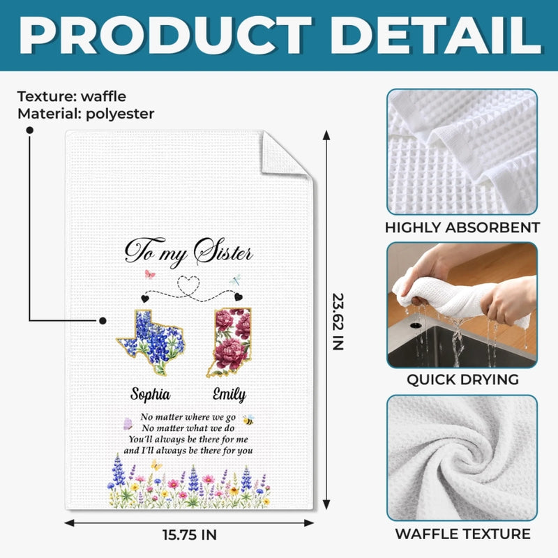 Personalized Kitchen Towel – Gift For Sister, Bestie, Best Friend – Bake Laugh Love