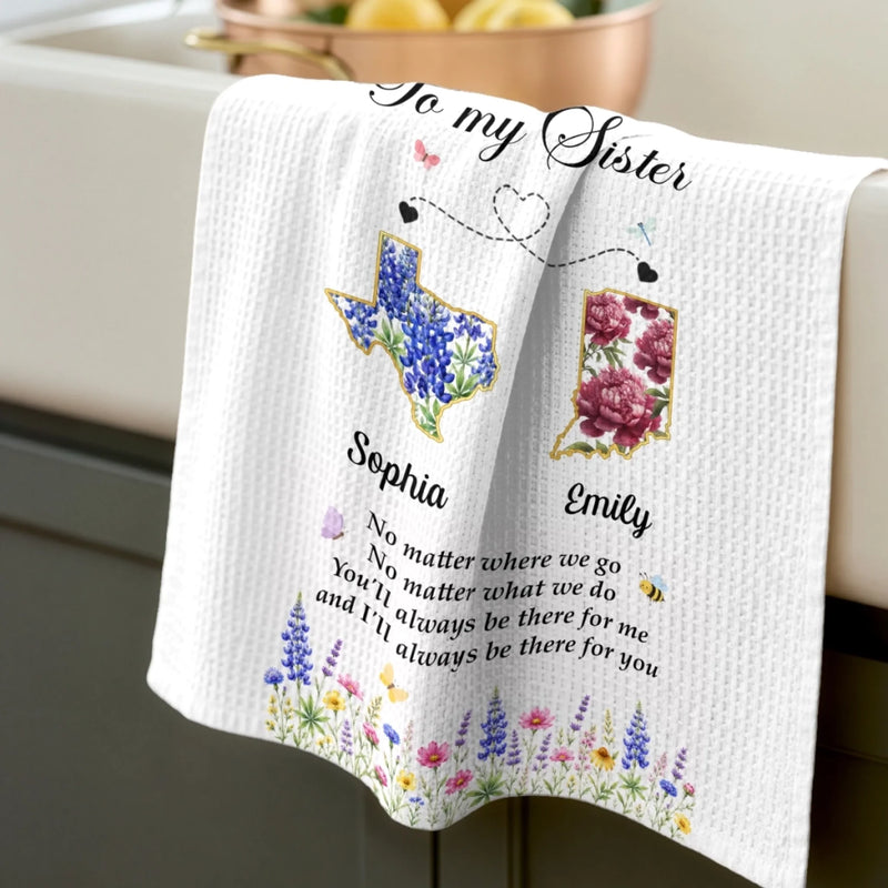Personalized Kitchen Towel – Gift For Sister, Bestie, Best Friend – Bake Laugh Love