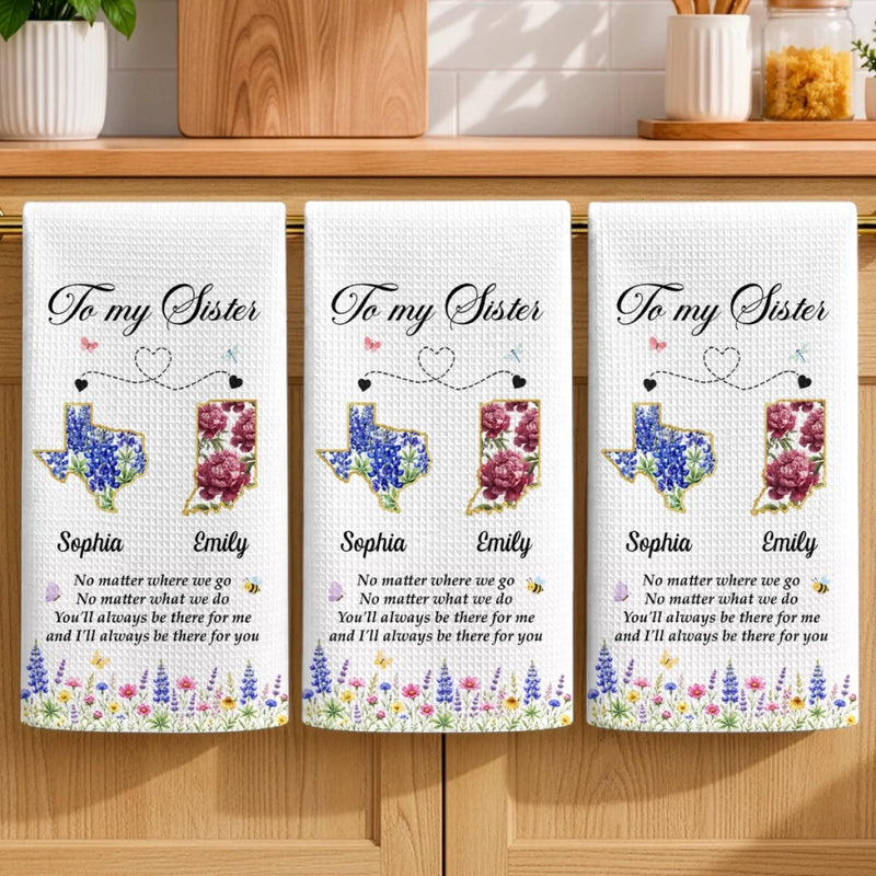 Personalized Kitchen Towel – Gift For Sister, Bestie, Best Friend – Bake Laugh Love