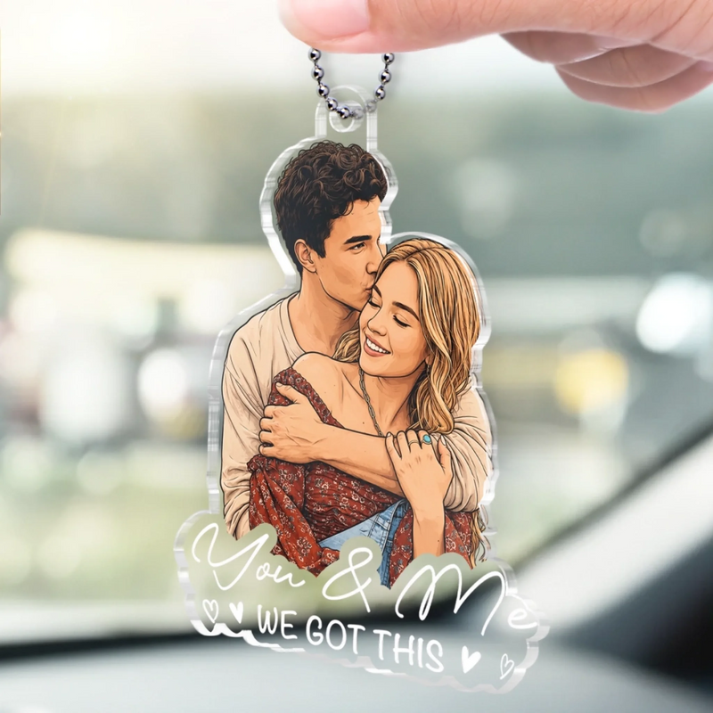 Personalized Photo Acrylic Car Ornament – Anniversary Gift For Couple - Drive Safe I Love You