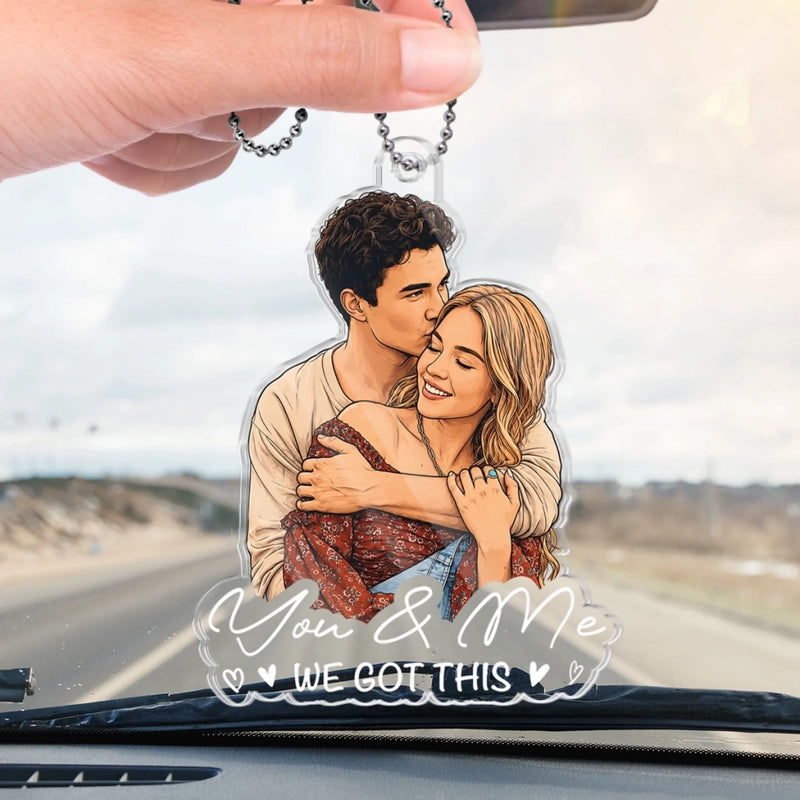Personalized Photo Acrylic Car Ornament – Anniversary Gift For Couple - Drive Safe I Love You