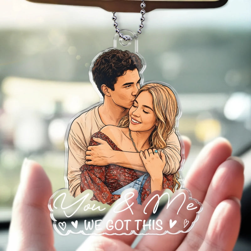 Personalized Photo Acrylic Car Ornament – Anniversary Gift For Couple - Drive Safe I Love You