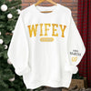 Personalized Sweatshirt With Design On Sleeve - Anniversary Gift For Couple, Newlyweds - Heart To Heart