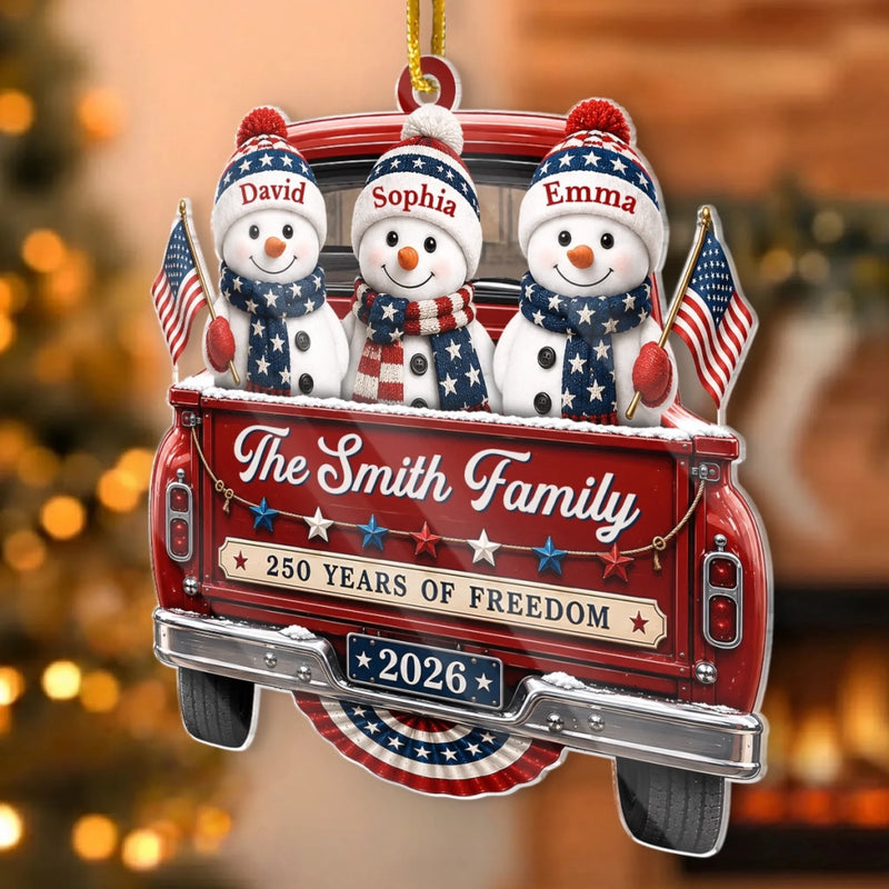 Personalized Acrylic Ornament – America 250th Anniversary, Christmas Gift For Family – Driven By Love United By Freedom