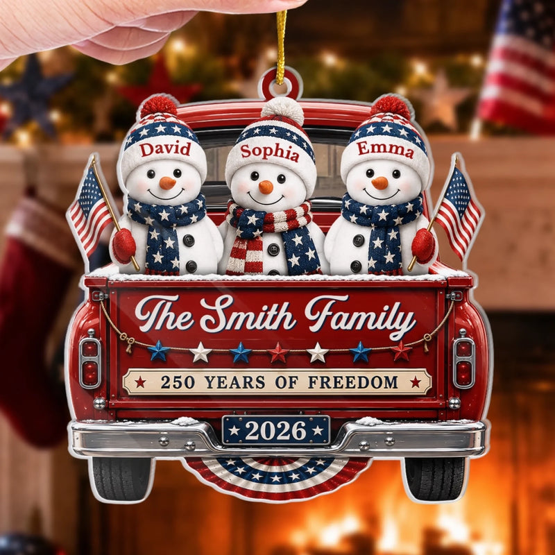 Personalized Acrylic Ornament – America 250th Anniversary, Christmas Gift For Family – Driven By Love United By Freedom