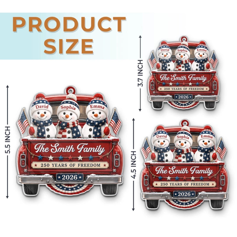 Personalized Acrylic Ornament – America 250th Anniversary, Christmas Gift For Family – Driven By Love United By Freedom