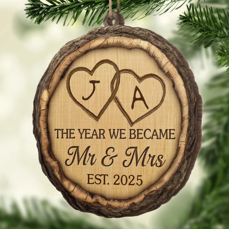 Personalized Wood Ornament – Christmas, Anniversary Gift For Couple – Mr And Mrs Forevermore