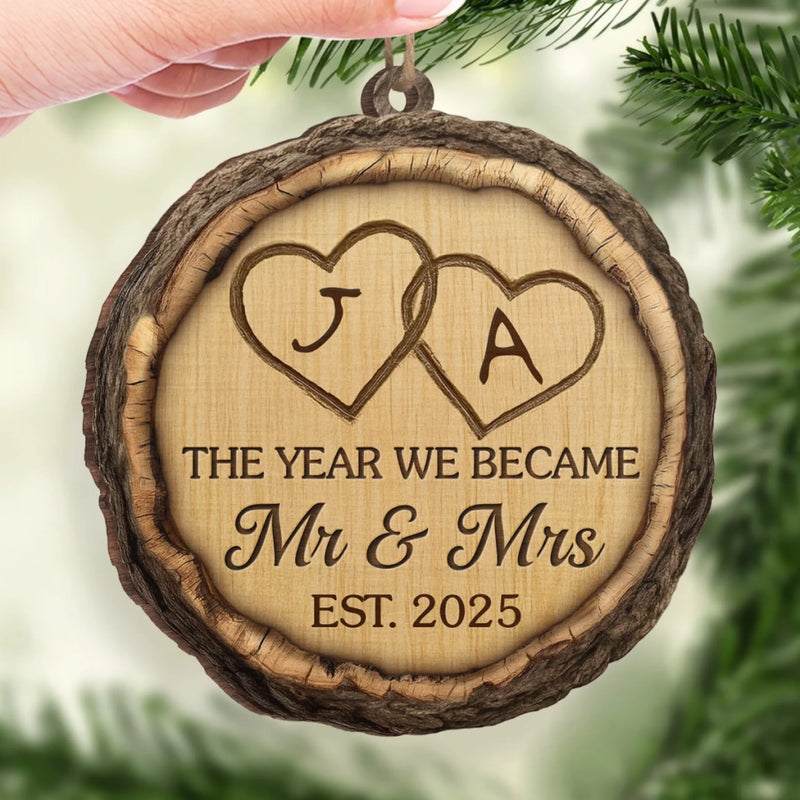 Personalized Wood Ornament – Christmas, Anniversary Gift For Couple – Mr And Mrs Forevermore