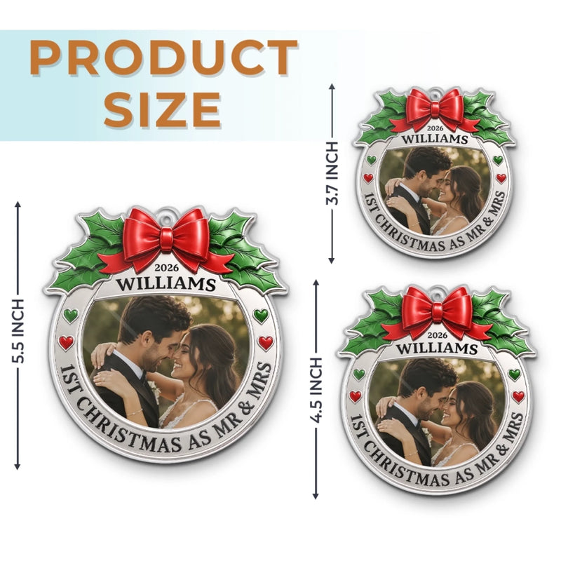 Personalized Photo Acrylic Ornament – Christmas, Wedding Gift For Couple, Newlyweds – Our Merry Beginning