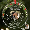 Personalized Photo Glass Ornament – Christmas, Anniversary Gift For Couple, Newlyweds – Our Sweet Beginning
