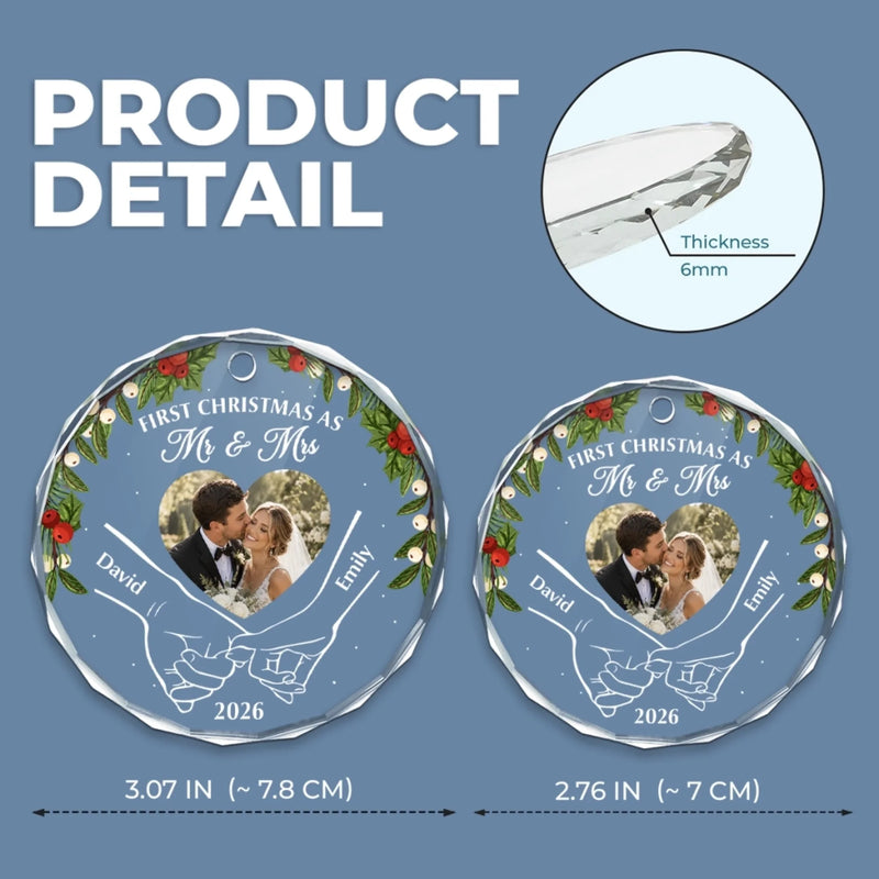 Personalized Photo Glass Ornament – Christmas, Anniversary Gift For Couple, Newlyweds – Our Sweet Beginning
