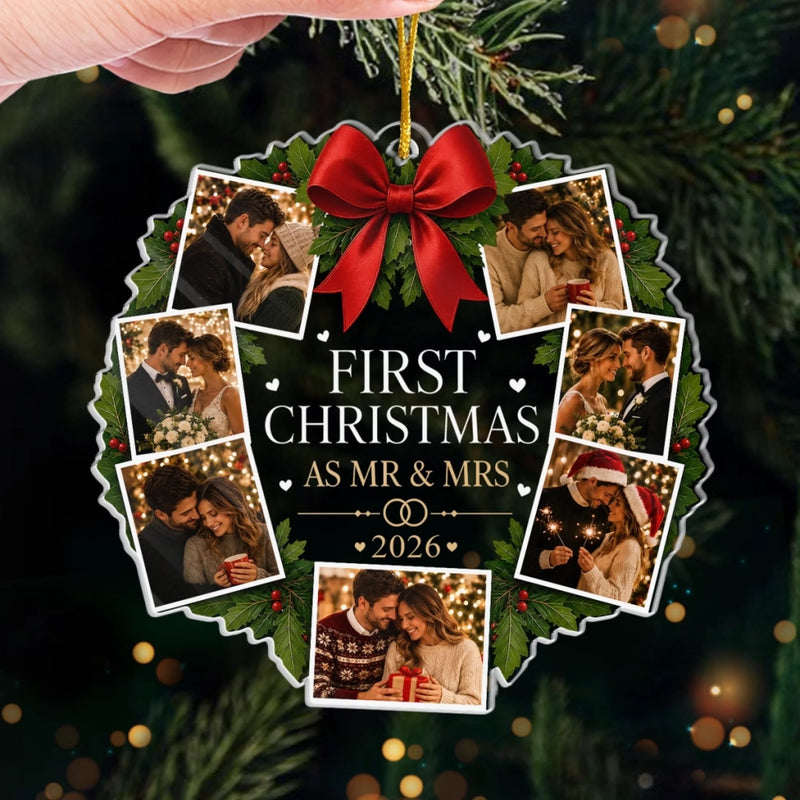 Personalized Photo Acrylic Ornament – Christmas, Wedding Gift For Couple, Newlyweds – The Beginning of Us