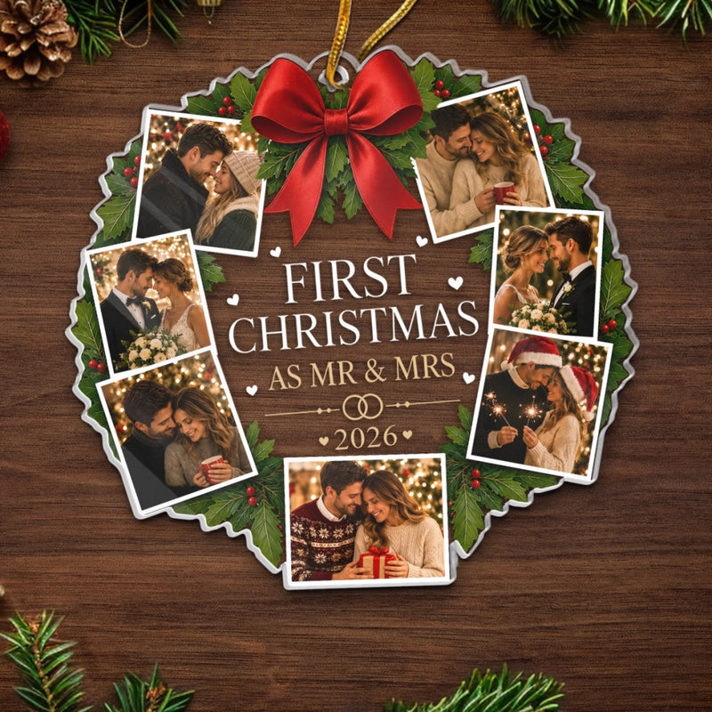 Personalized Photo Acrylic Ornament – Christmas, Wedding Gift For Couple, Newlyweds – The Beginning of Us