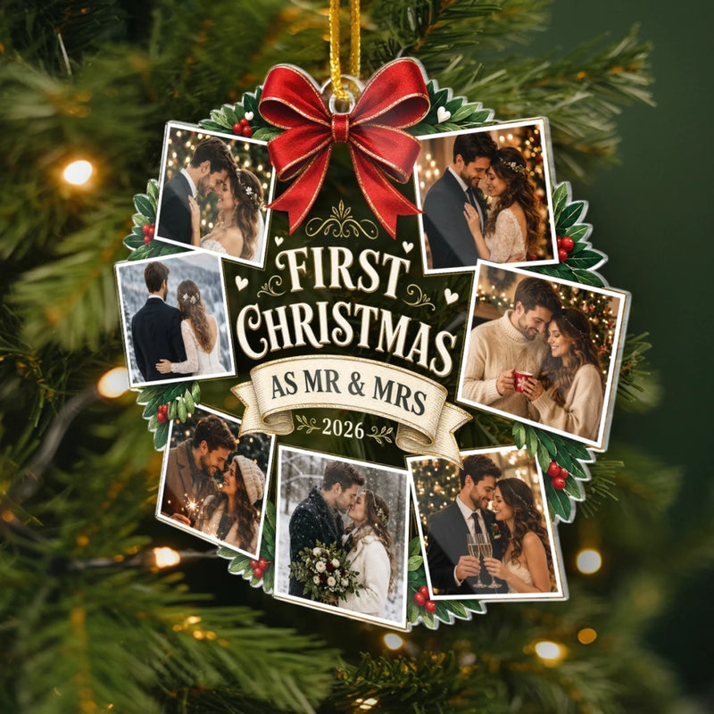 Personalized Photo Acrylic Ornament – Christmas, Wedding Gift For Couple, Newlyweds – The First of Forever