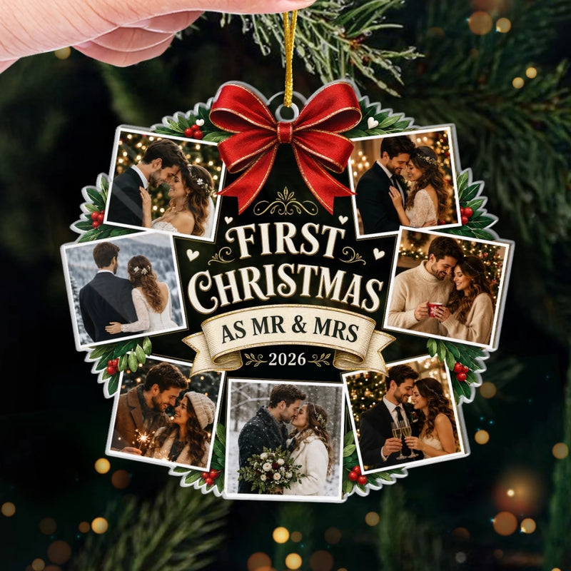 Personalized Photo Acrylic Ornament – Christmas, Wedding Gift For Couple, Newlyweds – The First of Forever