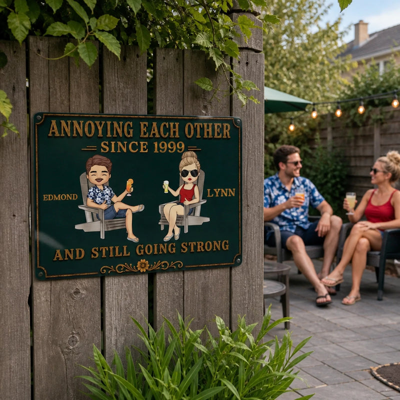 Personalized Home Decor Metal Sign - Anniversary Gift For Couple - Love Grows Stronger