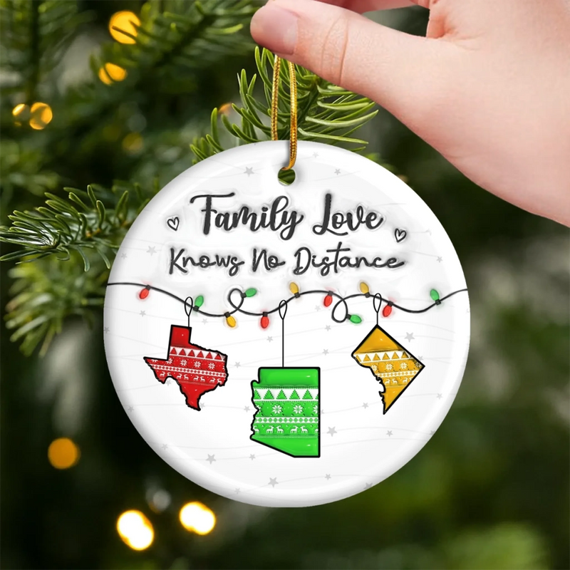Personalized Ceramic Ornament - Christmas Gift For Family - Long Distance Together Forever, Never Truly Apart
