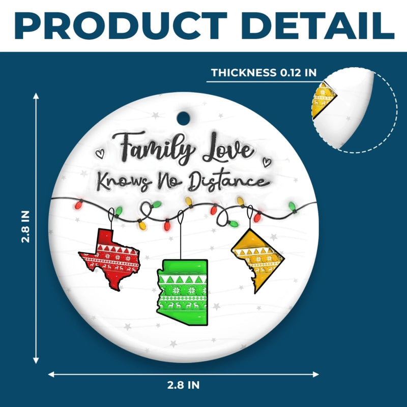 Personalized Ceramic Ornament - Christmas Gift For Family - Long Distance Together Forever, Never Truly Apart