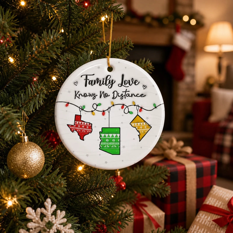 Personalized Ceramic Ornament - Christmas Gift For Family - Long Distance Together Forever, Never Truly Apart